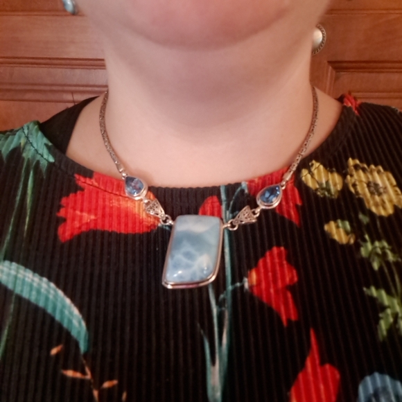 Marahlago Larimar & Blue Topaz Sterling Statement Necklace